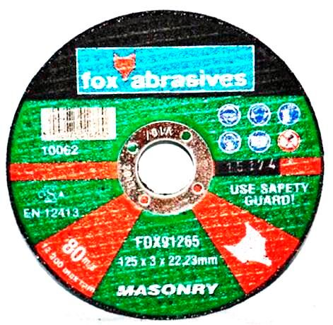 Fox Tools – Abrasive Cutting Disc Masonary – 125 x 3.0mm