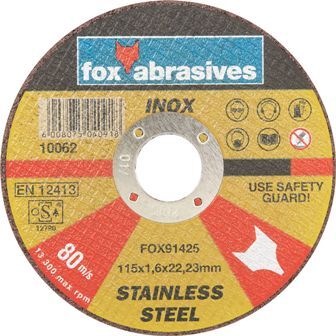 Fox Tools – Abrasive Cutting Disc Stainless Steel – 115 x 1.6mm