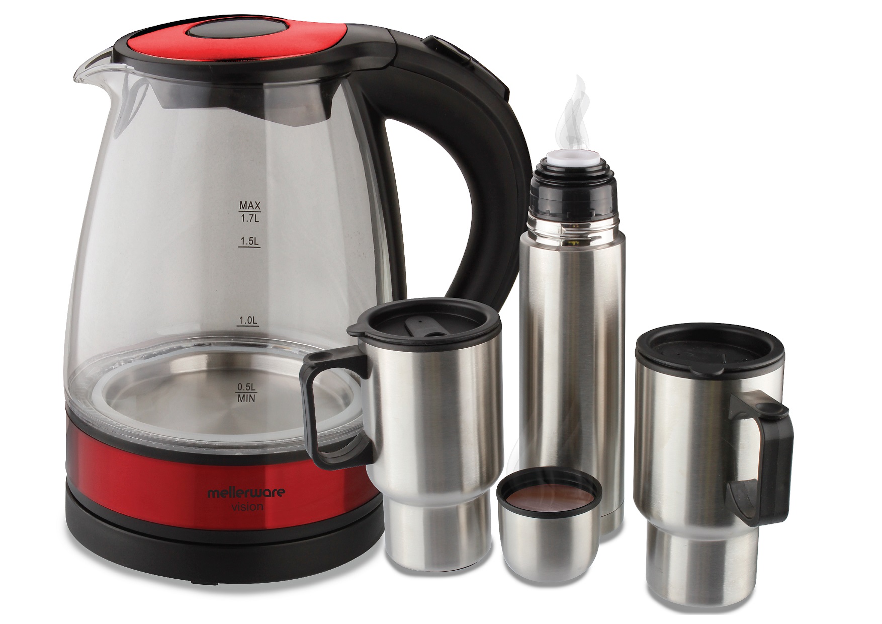 Mellerware – Kettle & Travel Flask Set – Red