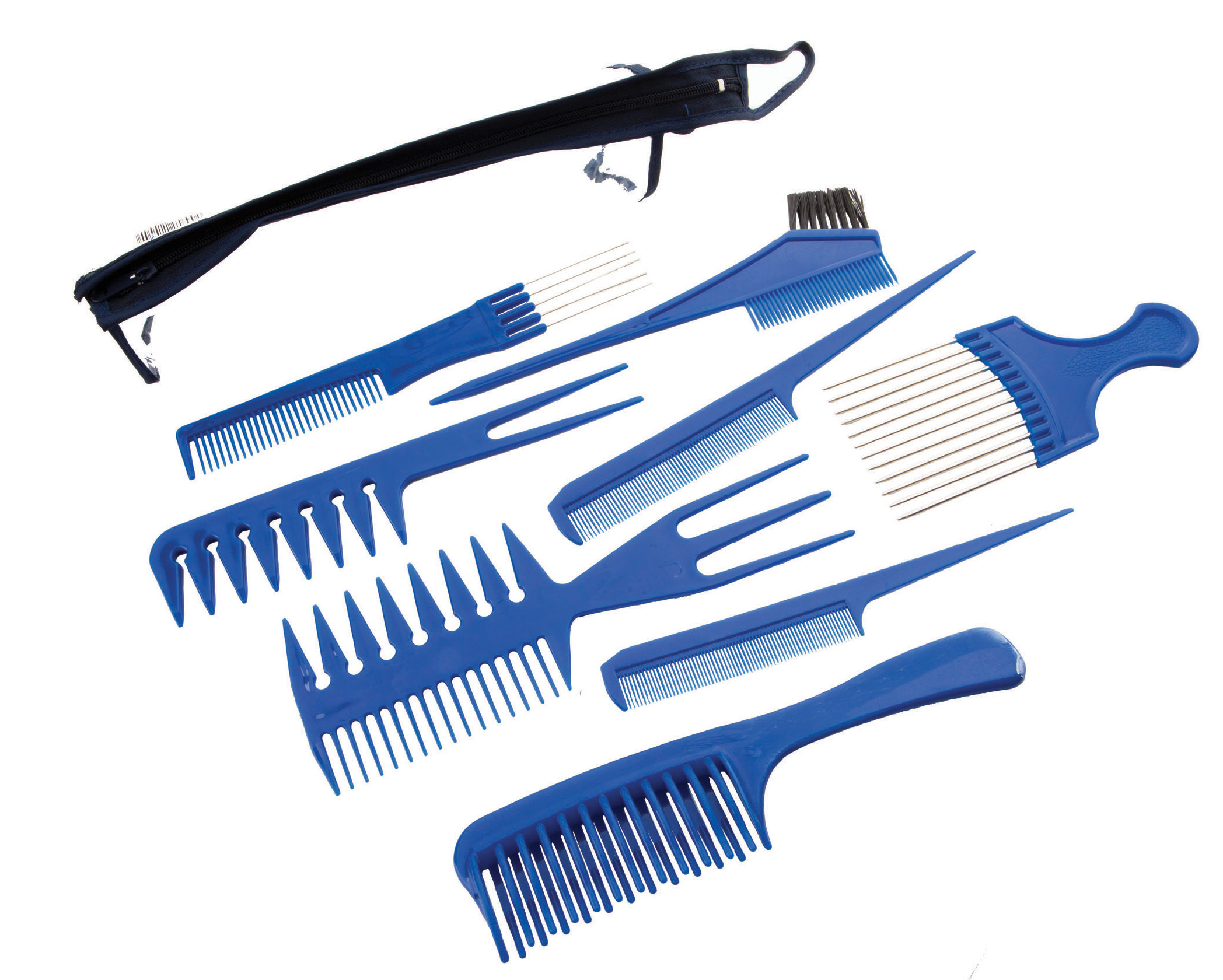 Lucky 8 Piece Comb Set with Storage Pouch – Blue