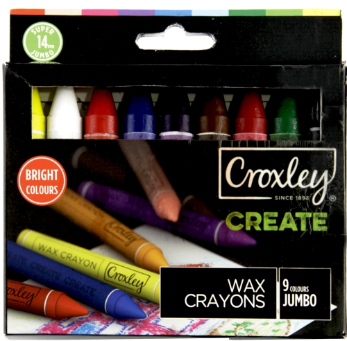 Croxely Create 14mm Jumbo Wax Crayons (Box of 9 Colours)