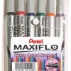 Pentel Maxiflo 4.0mm Bullet Tip Whiteboard Markers – Wallet of 6 Pentel Maxiflo 4.0mm Bullet Tip Whiteboard Markers – Wallet of 6
