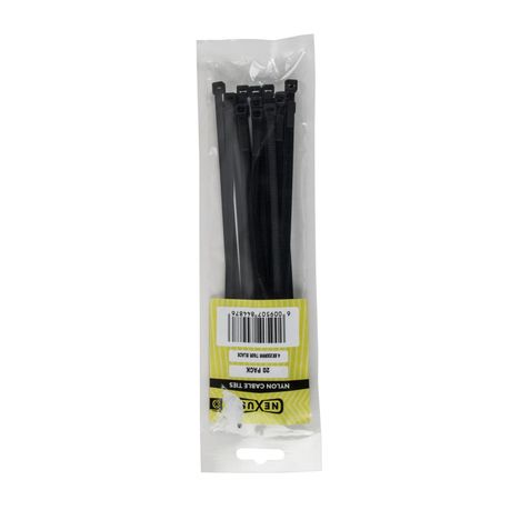 Nexus – Cable Tie 4.8 x 200mm T50R Black – 20 Piece