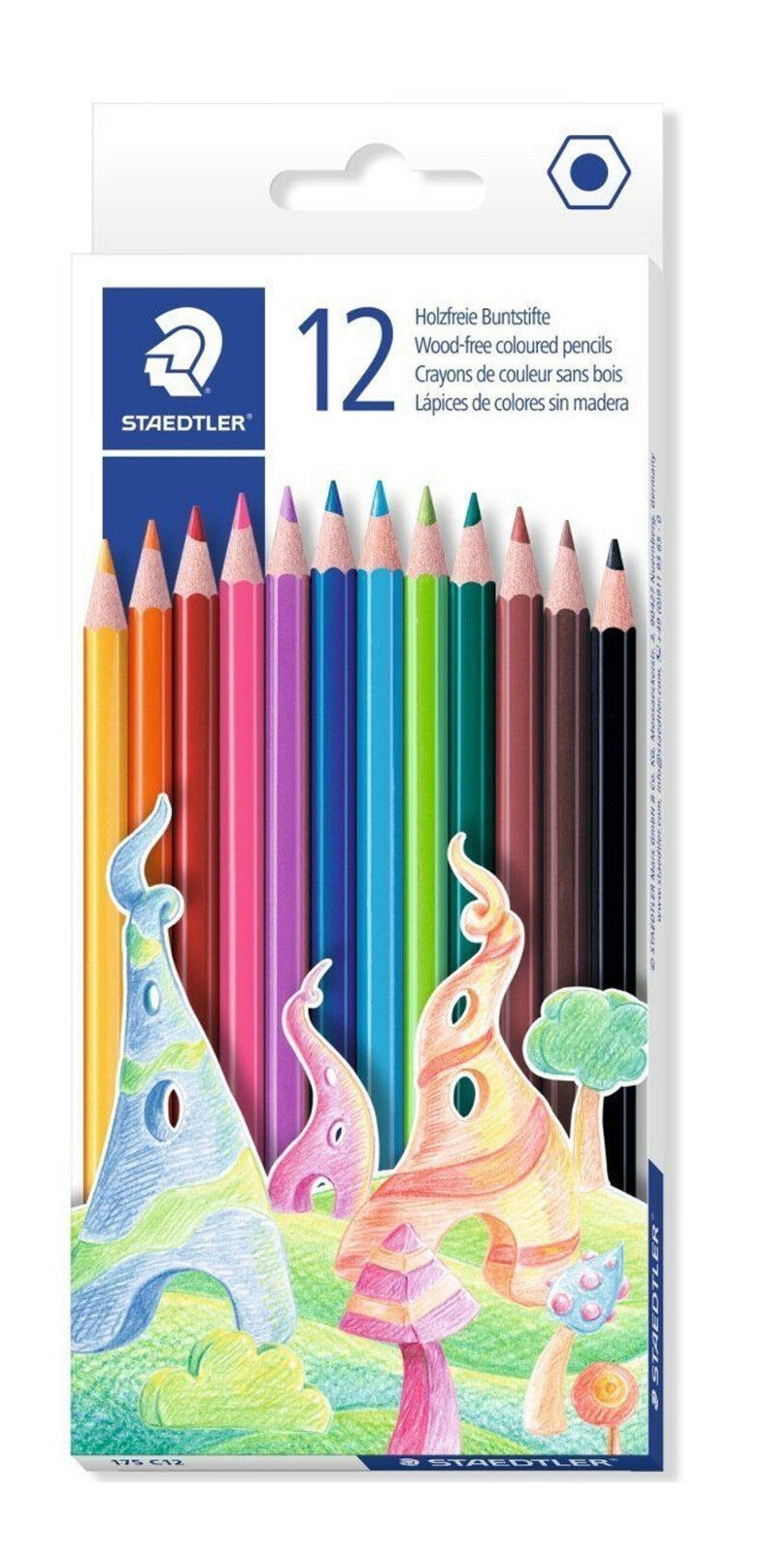 Staedtler Wood-Free Coloured Pencils – Box of 12 Assorted Colours