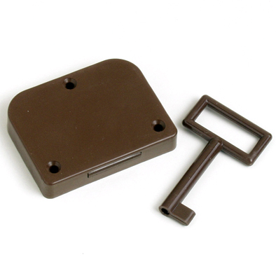 Cupboard Lock Plastic Brn 59X46mm 1 Key