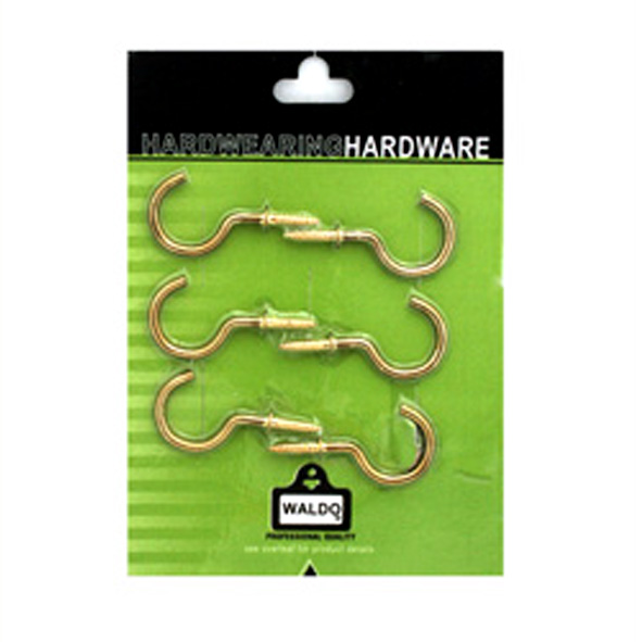 Cup Hook Round Brass Plated 32mm 6/Card