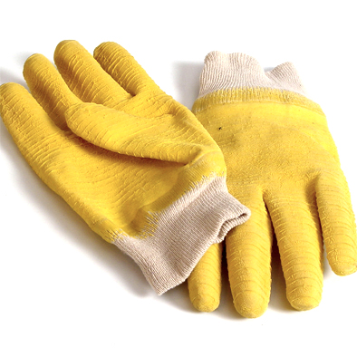 Glove Work Rubberised Yellow Knit Wrist