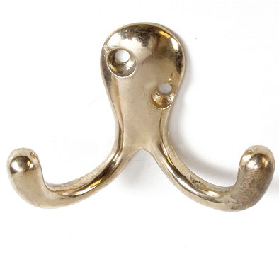 Wardrobe Hook Double Brass