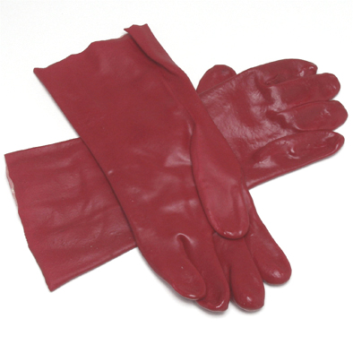 Glove Work Double Dip Red Pvc 20Cm-Elbow