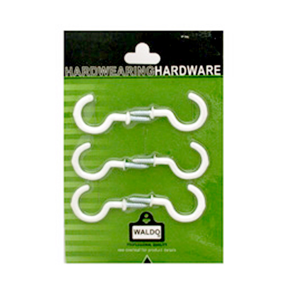 Cup Hook Round Pvc.Coat Wht.38mm 6/Card