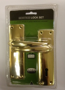Door Lock Set Mortice 3L (Card) Brass Plated.Sabs.Waldo