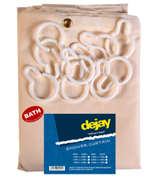 Shower Curtain with Curtain Hooks – Cream (2.9 x 1.8m)