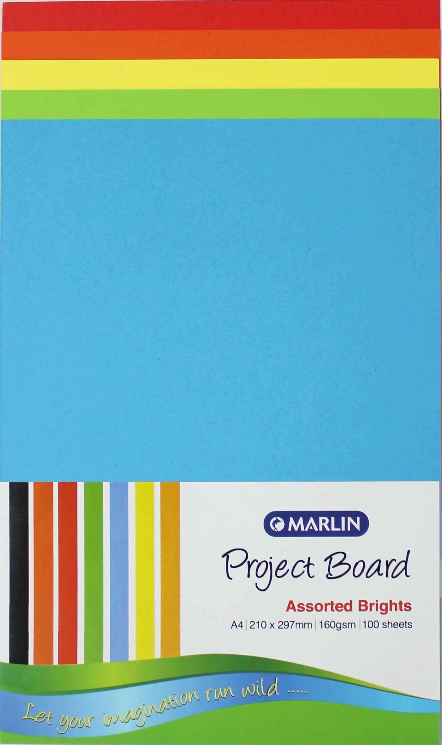 Marlin A4 Project Board 160gsm 100’s – Assorted Bright