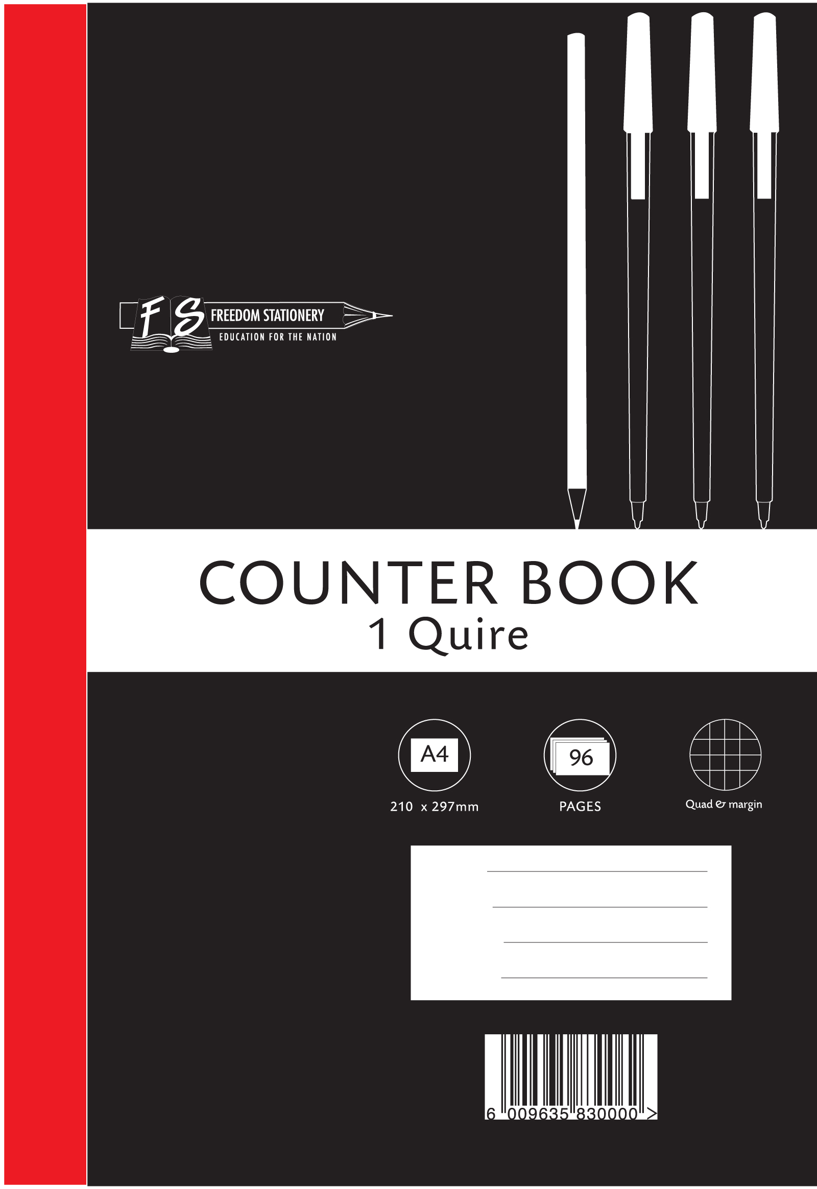 Freedom Stationery 1-Quire 96 Page A4 Q&M Counter Book