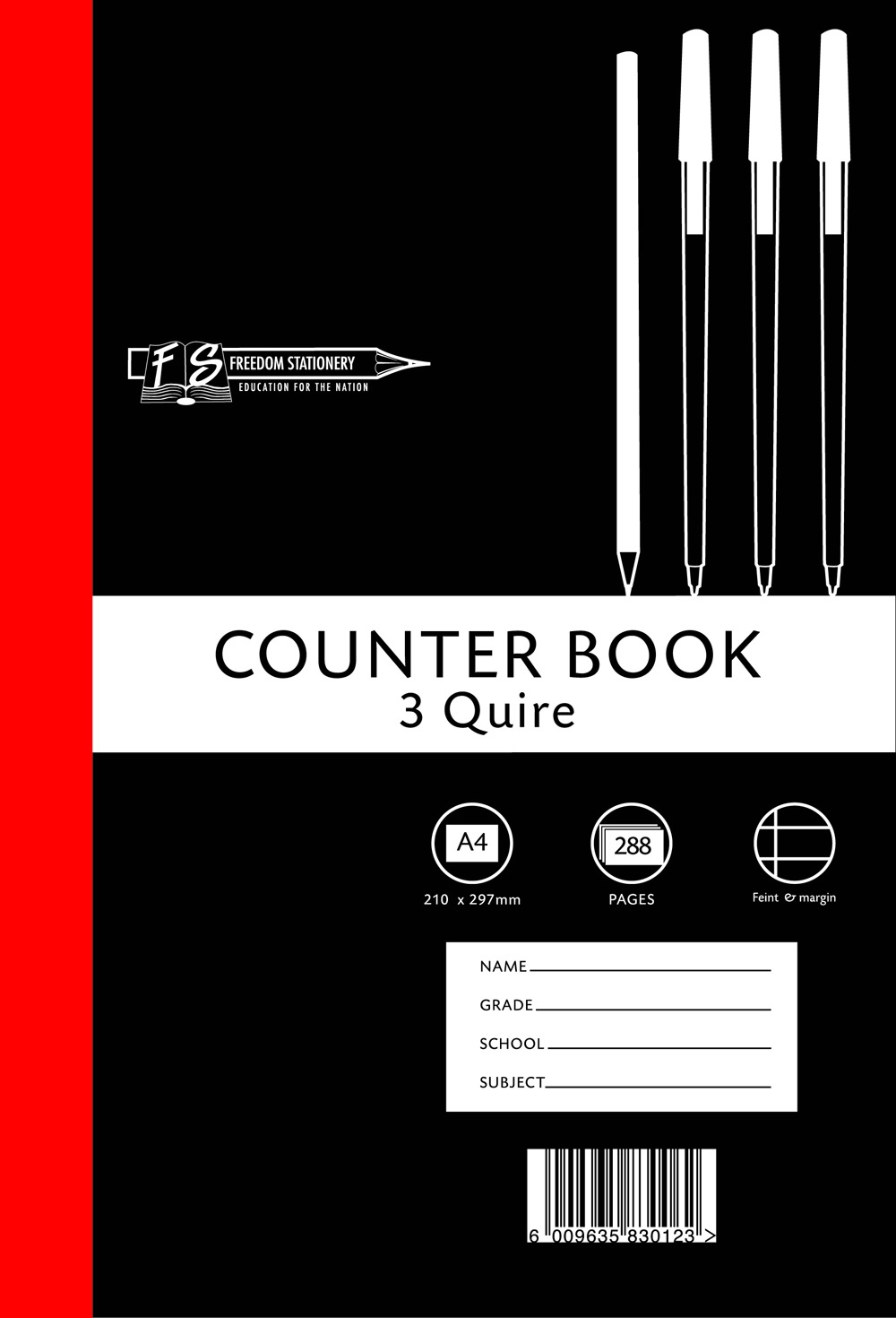 Freedom Stationery 3 Quire 288 Page A4 F&M Counter Book