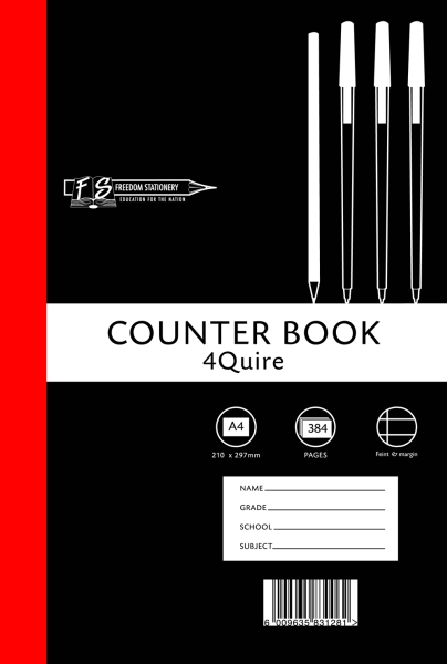 Freedom Stationery 4-Quire 384 Page A4 F&M Counter Book
