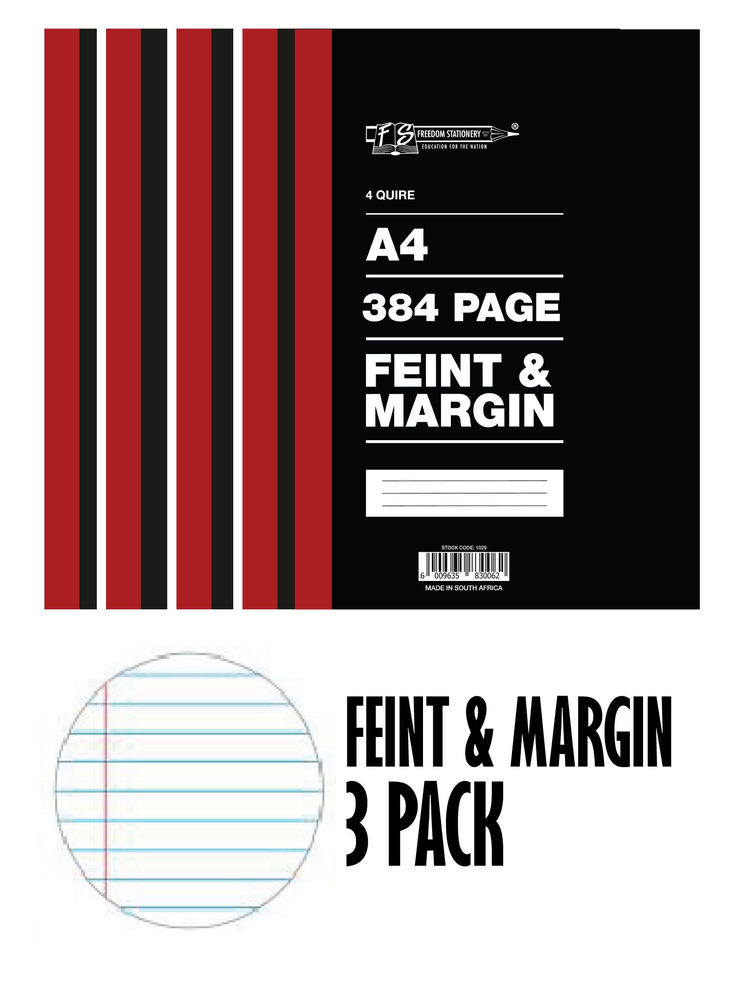 Freedom Stationery 4 Quire 384 Page A4 F&M Counter Book (3 Pack)