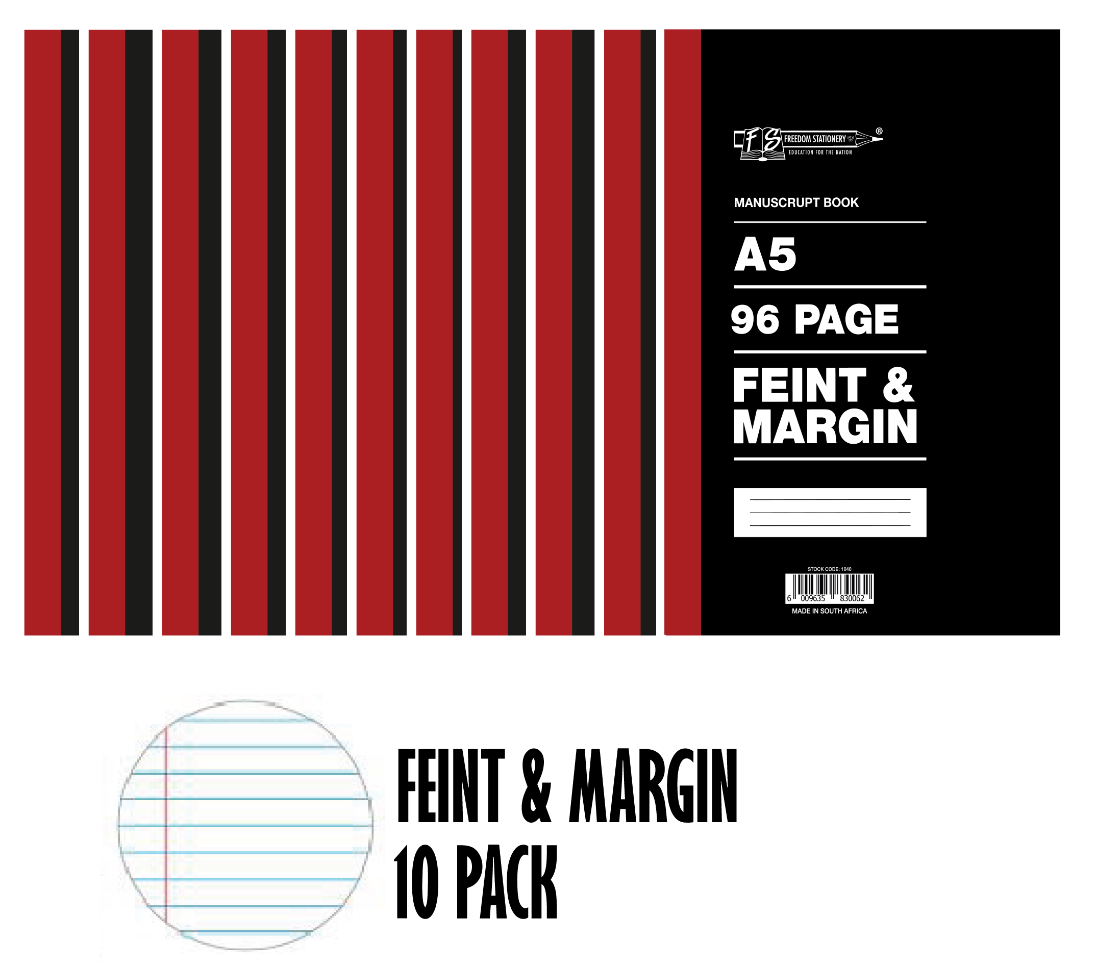 Freedom Stationery 96 Page A5 F&M Manuscript Book (10 Pack)