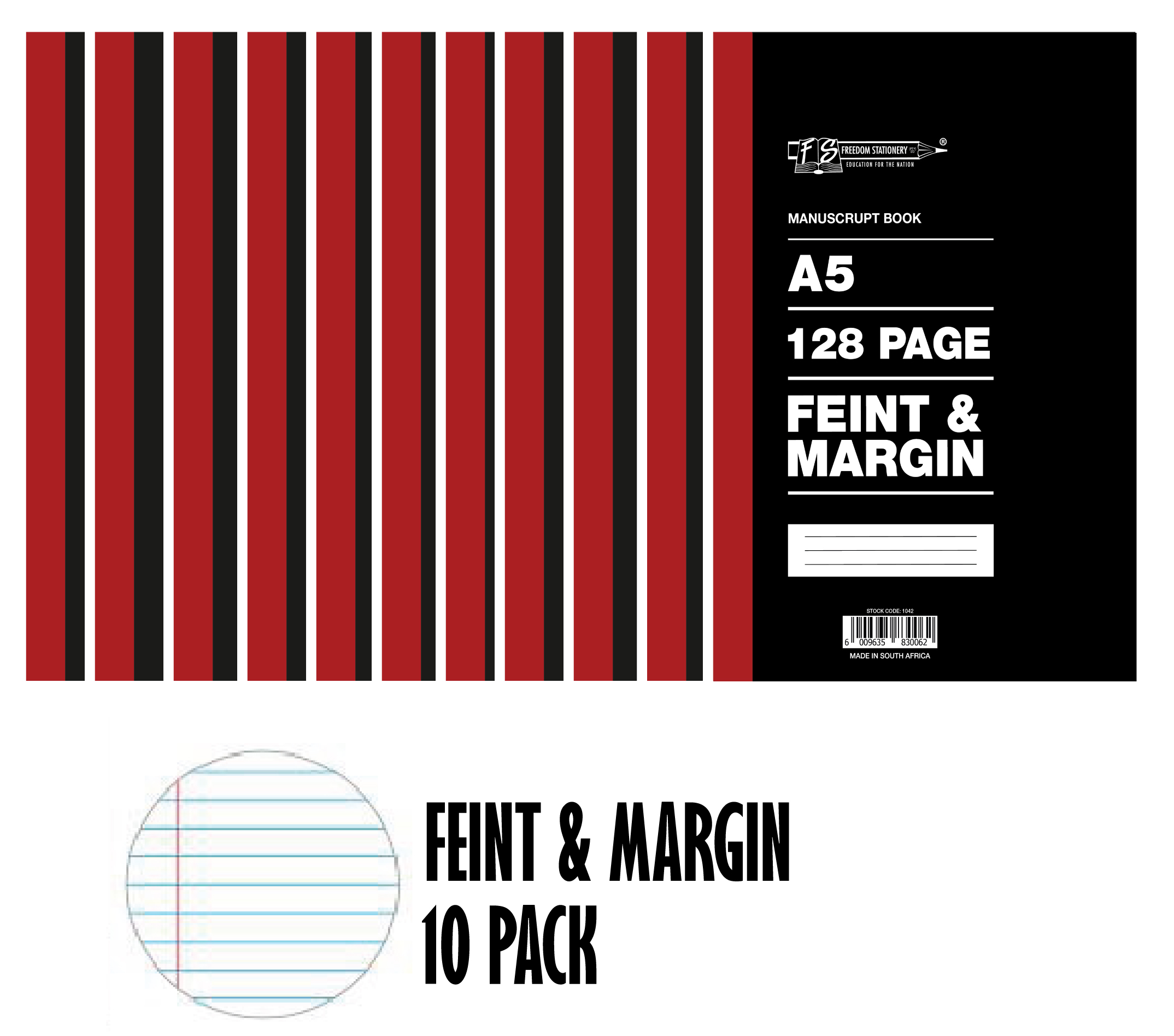 Freedom Stationery 128 Page A5 F&M Manuscript Book (10 Pack)