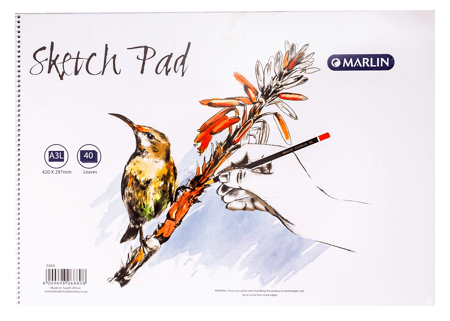Marlin A3L 40 Leaves Sketch Pad Side Spiral