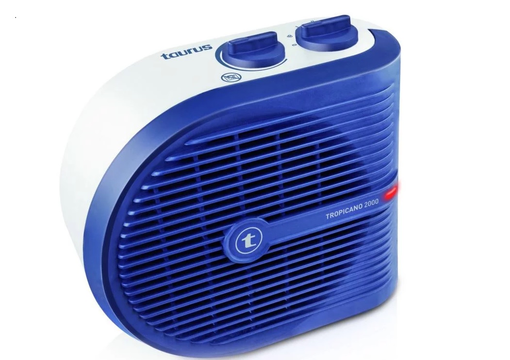 Taurus – Tropicano Heater Floor Fan – White & Blue