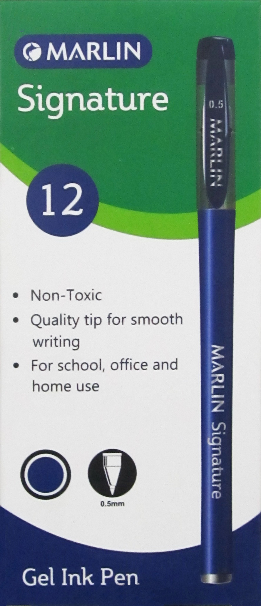 Marlin Signature 0.5mm Gel Ink Pens – Blue Ink (Box of 12)