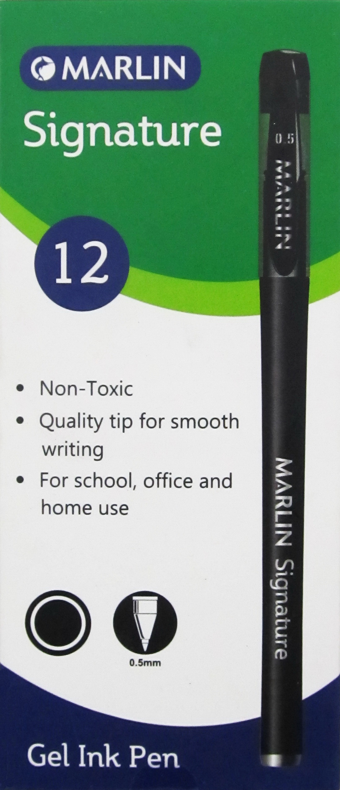 Marlin Signature 0.5mm Gel Ink Pens – Black Ink (Box of 12)