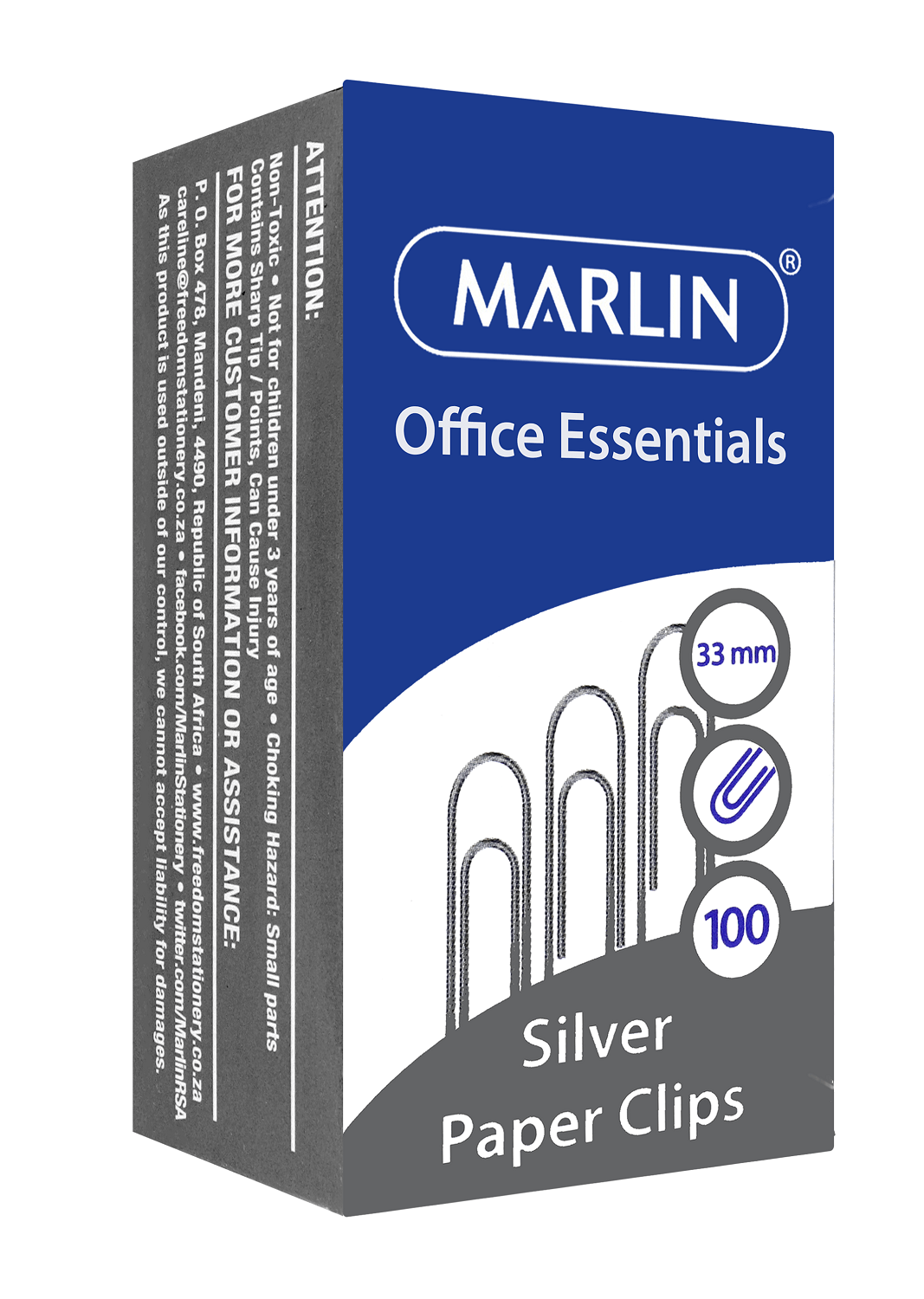 Marlin 100 Paper Clips – Silver (33mm)