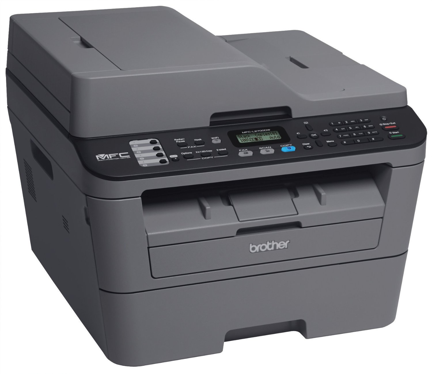 Brother MFC-L2700DW Multifunction Black and White Laser Printer with WiFi
