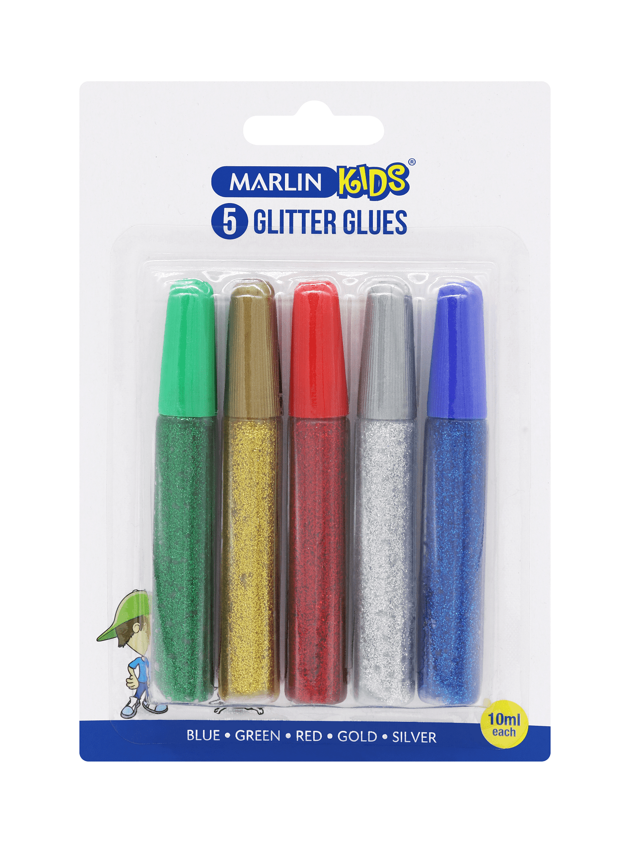 Marlin Kids Glitter Glue 10ml 5’s