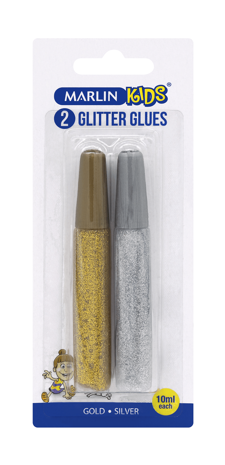 Marlin Kids Glitter Glue 10ml 2’s – Gold & Silver