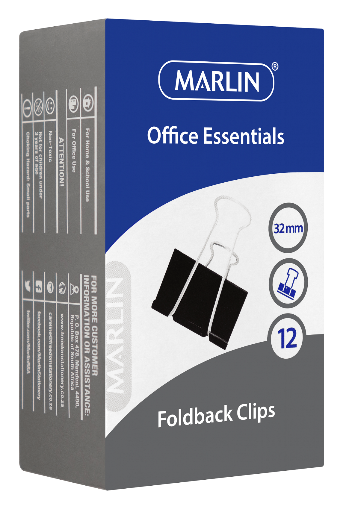 Marlin Fold Back Clips 32mm 12’s