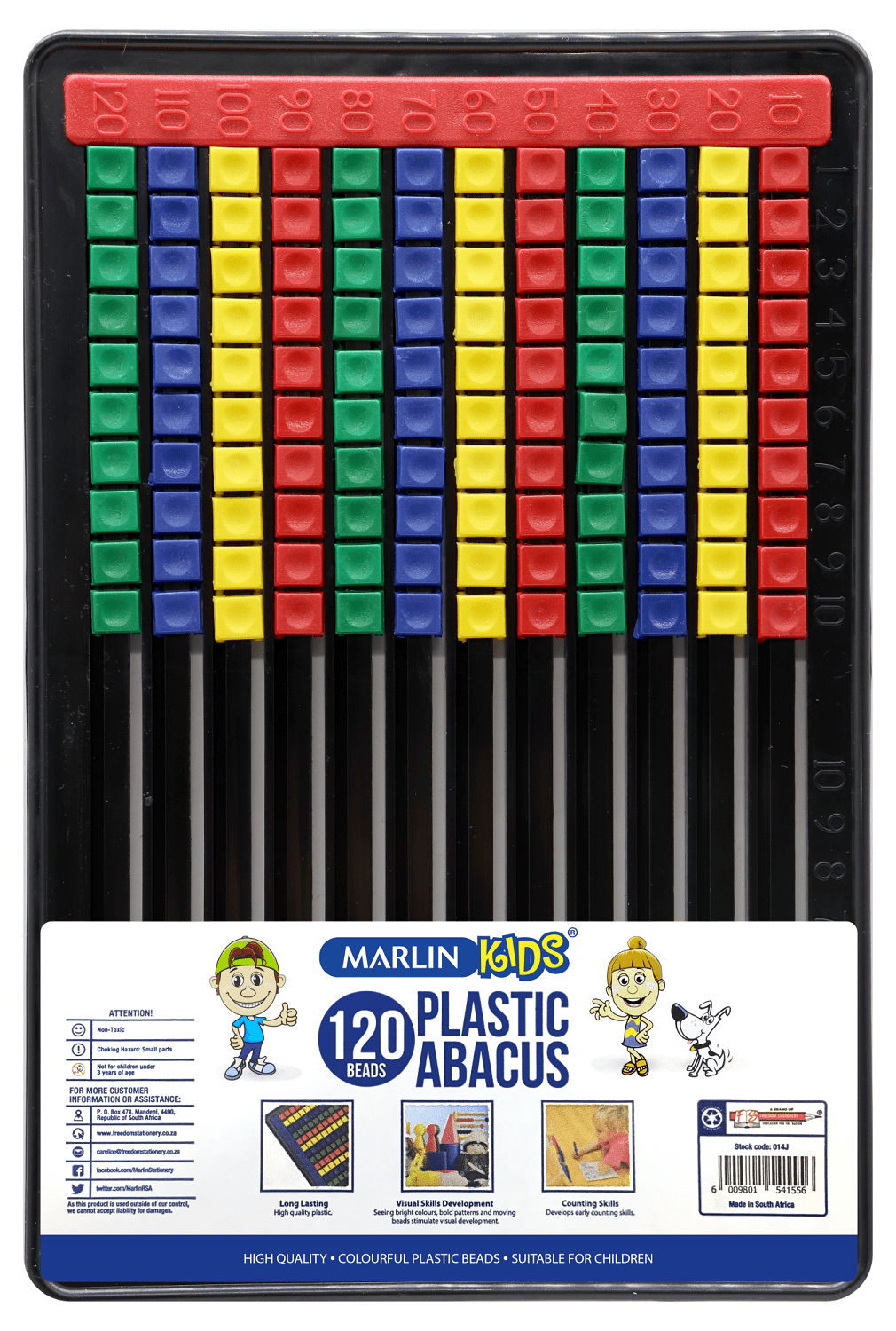 Marlin Kids Plastic Abacus 120 Beads Flat Board