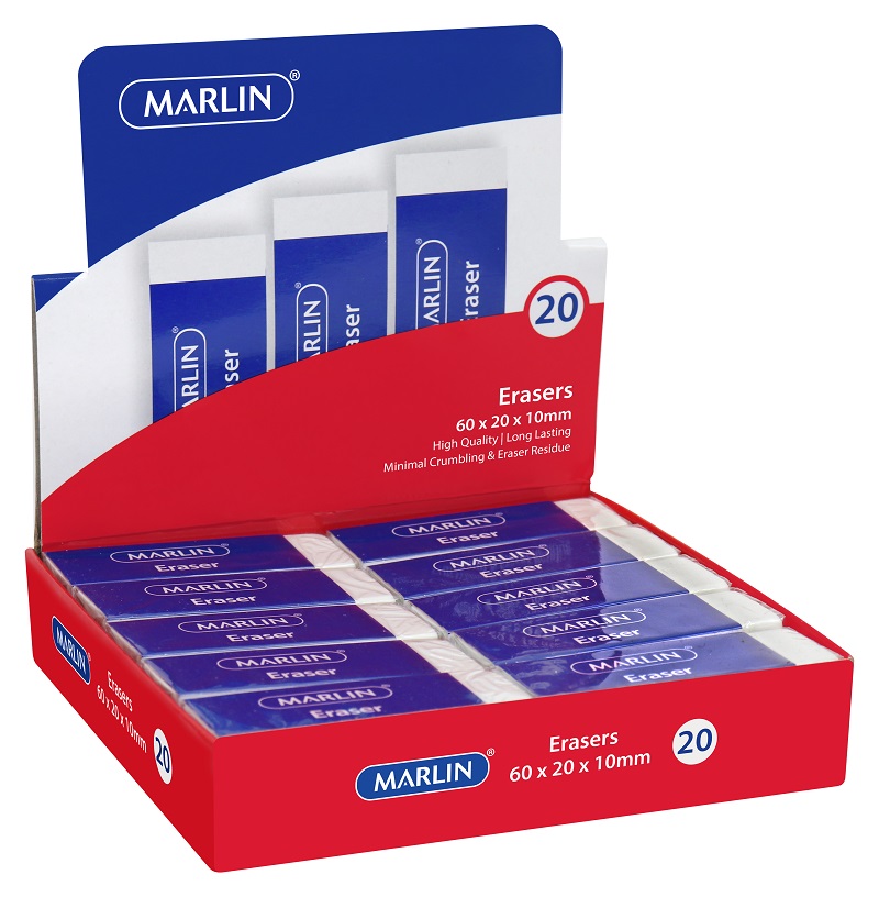 Marlin Vinyl Erasers 60 x 20 x 10mm (Box of 20)