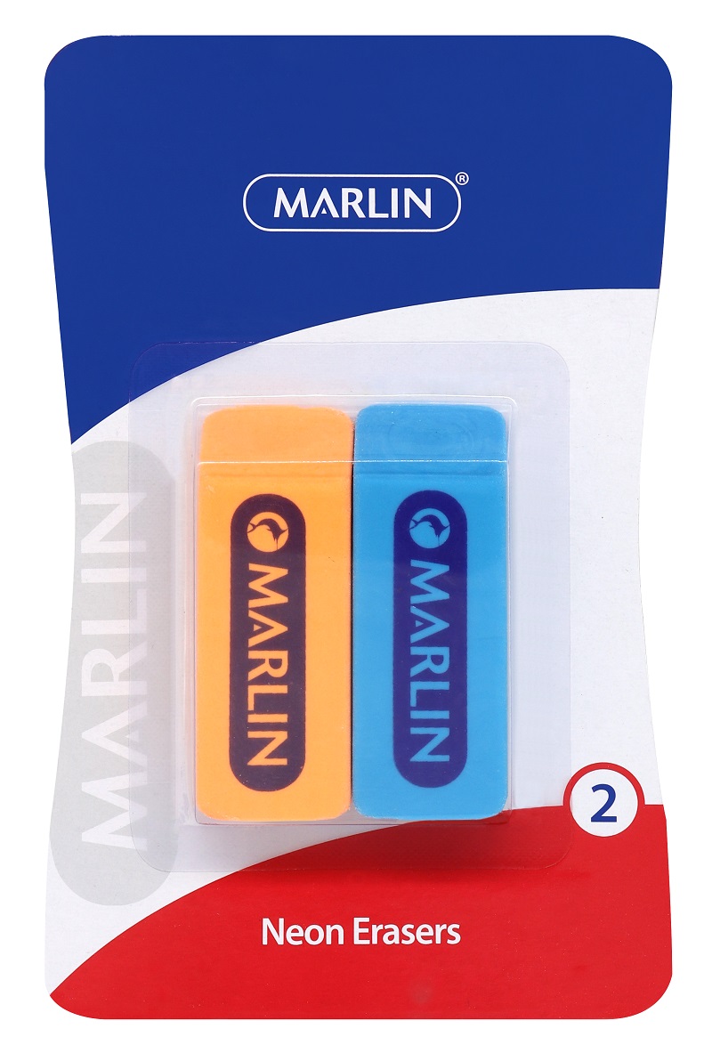 Marlin Jumbo Neon Erasers – 2 Pack