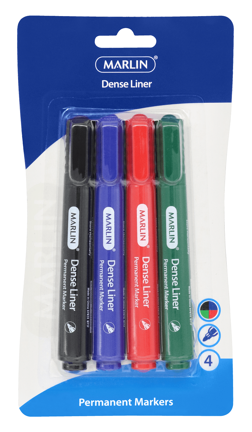 Marlin Dense Liners Permanent Markers – Blister of 4