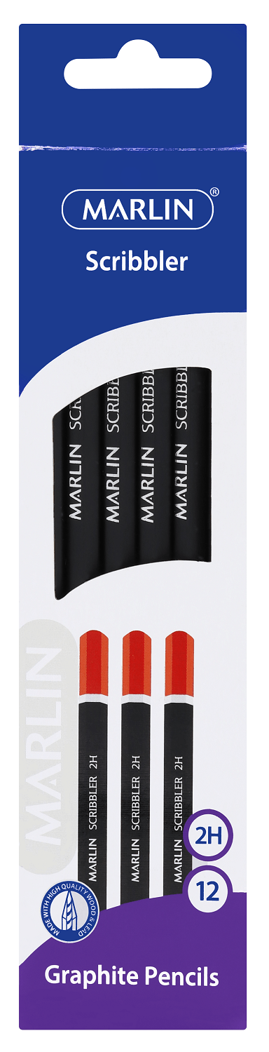Marlin 12 Scribbler Black Barrel 2H Graphite Pencils