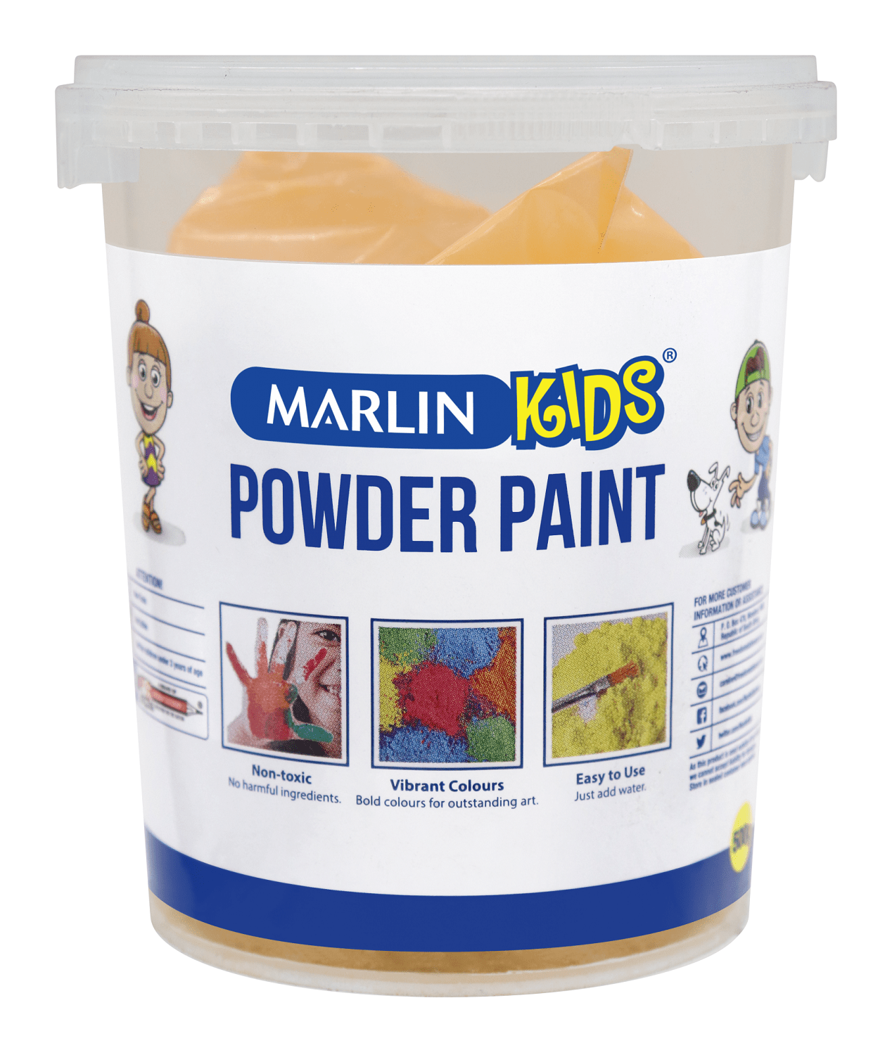Marlin Kids Powder Paint 500g Bucket – Orange