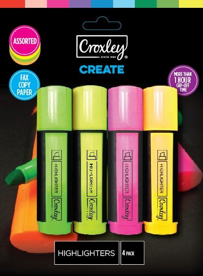 Croxley Create Highlighters – Wallet of 4
