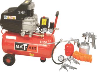 Compressor MATAIR Kit 2hp 24l +5pc S|gun