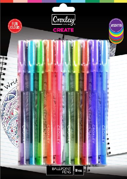 Croxley Create Capped Ballpoint Pens – Assorted Fun (Blister of 10)