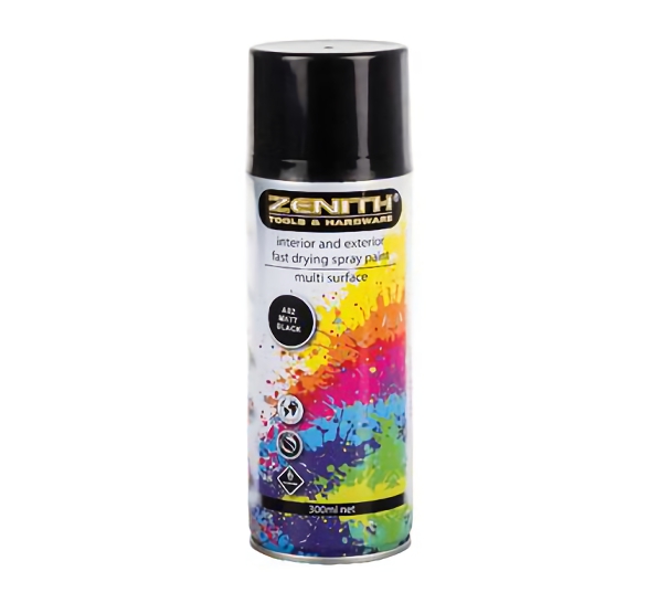 Bulk Pack 2 x Spray-Paint Zenith 300ml Net Mat-Blk