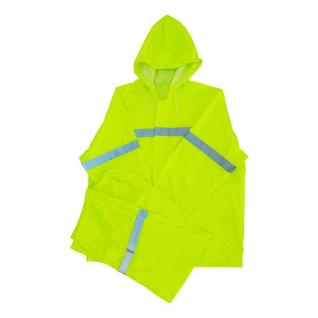 Lime Reflective Two Piece Rubberised Rain Suit – XL