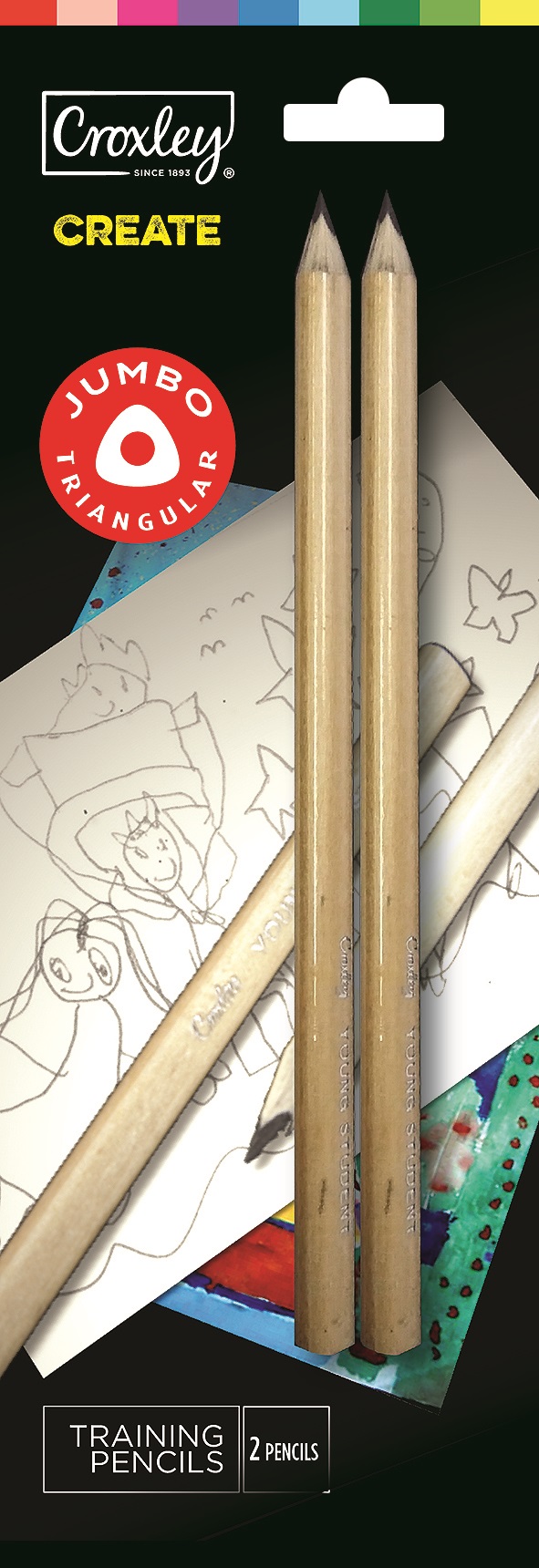 Croxely Create Triangular Jumbo Graphite Pencils – 2B (Blister of 2)