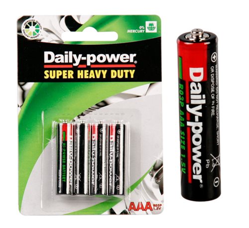 Bulk Pack 15 X Daily-Power Super Heavy Duty Battery – Size AAA Pack of 4