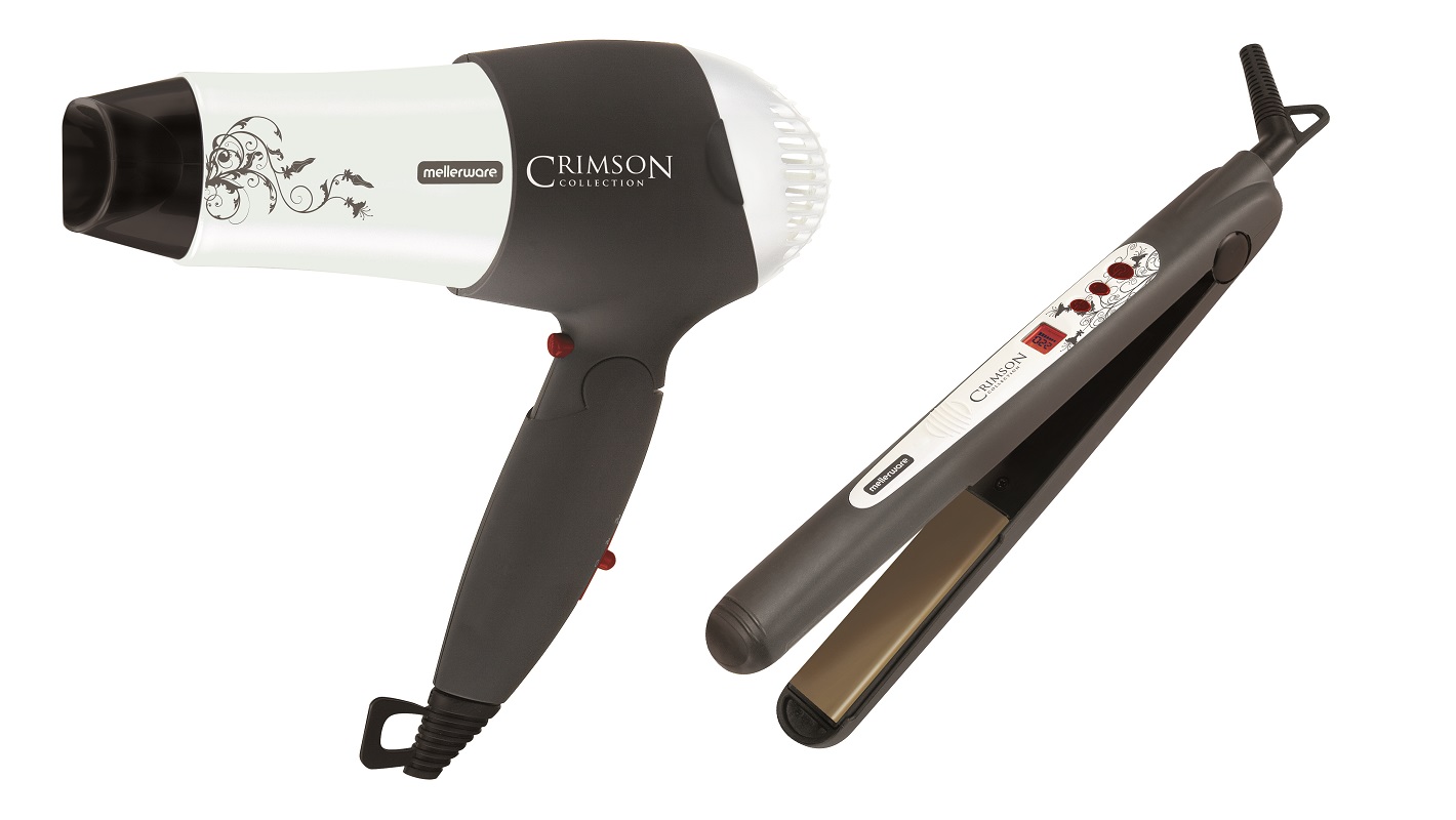 Mellerware Crimson Beauty Pack – Digital Hair Straightener and Dual Voltage Hair Dryer
