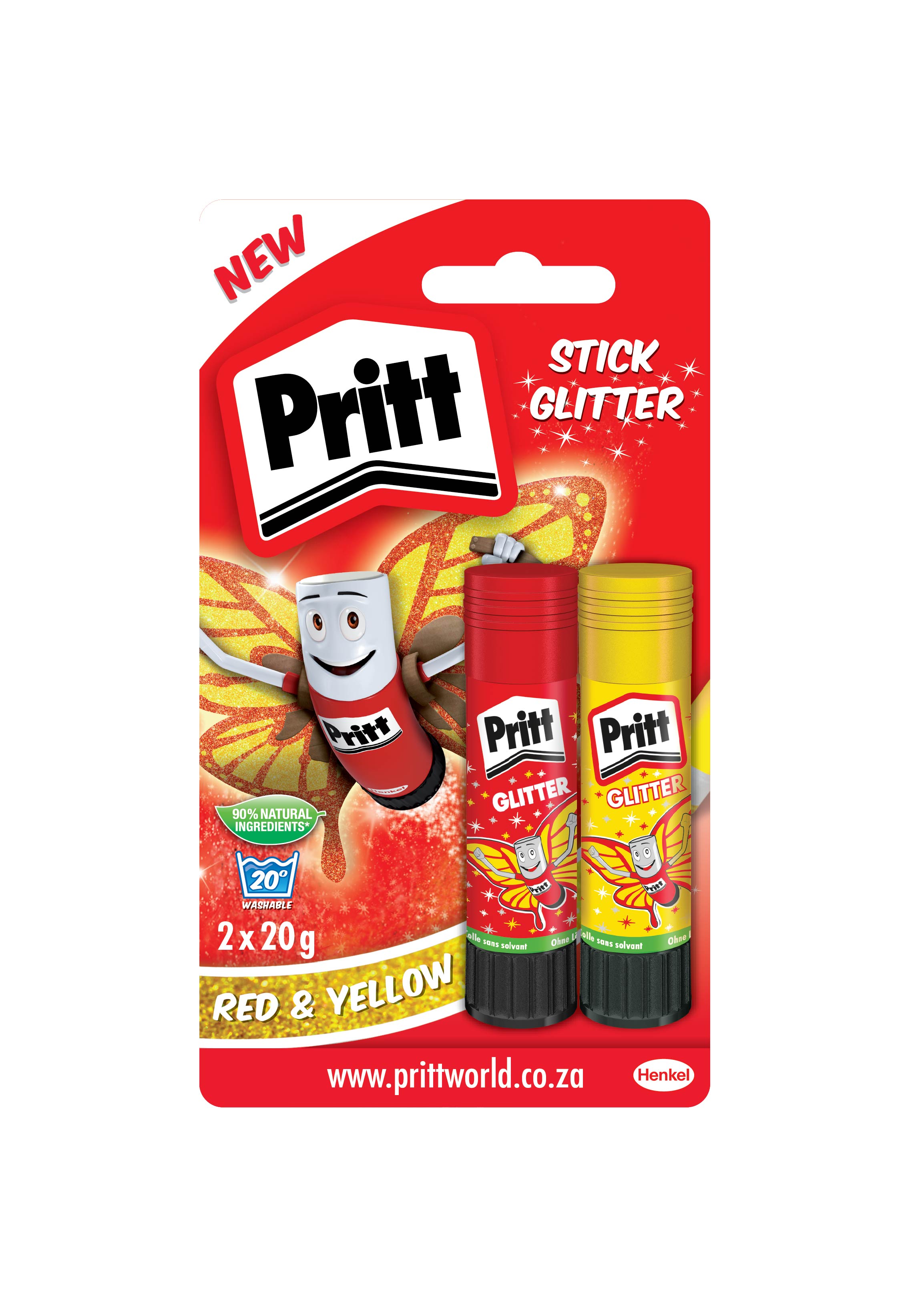 Pritt 20g Glitter Glue Stick Red & Yellow