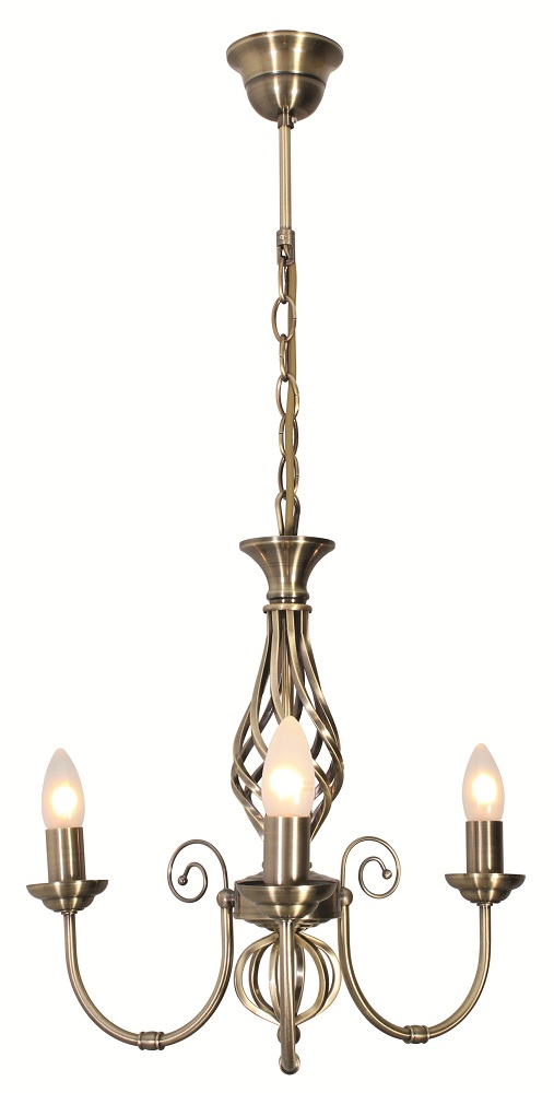 Eurolux – Erin 3 Light Chandelier – Antique Brass