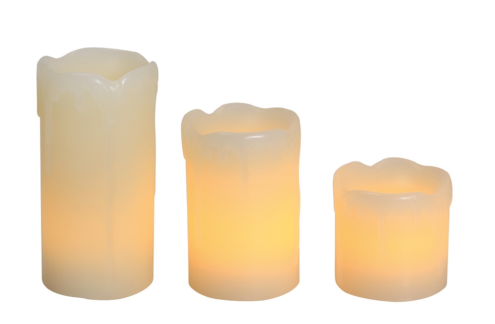 Eurolux – 3-Piece LED Candle Dripping Effect – Ivory Yellow