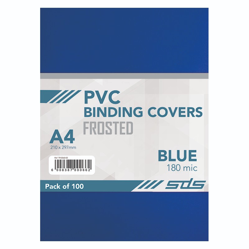 SDS Binding Covers Frosted A4 180 Micron Blue – 100-Pack
